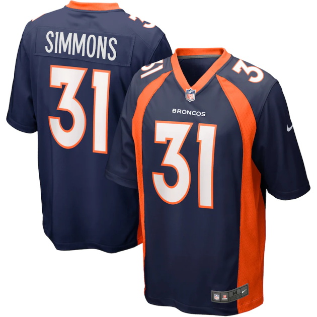 mens nike justin simmons navy denver broncos alternate game jersey